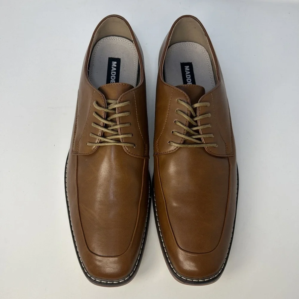 Madden By Steve Madden Men's Apron Toe Oxford Dress Shoes Cognac Tan Size 13
